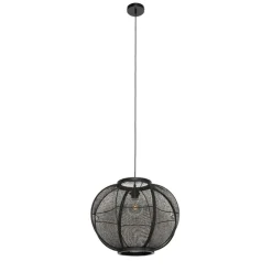 Oosterse hanglamp zwart stof 48 cm - Rob