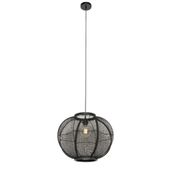 Oosterse hanglamp zwart stof 48 cm - Rob