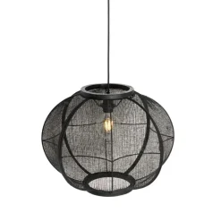 Oosterse hanglamp zwart stof 48 cm - Rob