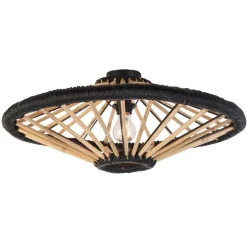 Oosterse plafondlamp bamboe met zwart 60 cm - Evalin
