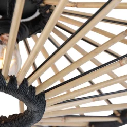 Oosterse plafondlamp bamboe met zwart 60 cm - Evalin