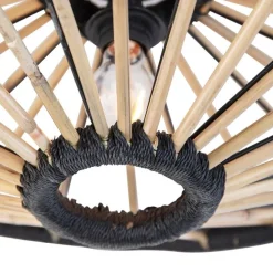 Oosterse plafondlamp bamboe met zwart 60 cm - Evalin