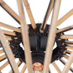 Oosterse plafondlamp bamboe met zwart 60 cm - Evalin