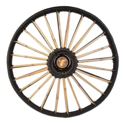 Oosterse plafondlamp bamboe met zwart 60 cm - Evalin