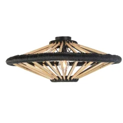 Oosterse plafondlamp bamboe met zwart 60 cm - Evalin