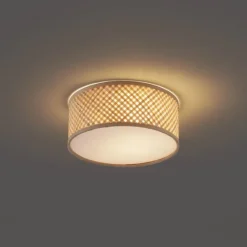 Oosterse plafondlamp bamboe naturel 30cm - Tremmo