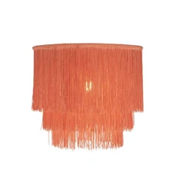 Oosterse plafondlamp goud roze kap met franjes - Franxa