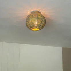 Oosterse plafondlamp goud met groen 28,5 cm - Baloo