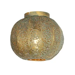 Oosterse plafondlamp goud met groen 28,5 cm - Baloo
