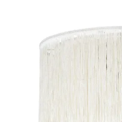 Oosterse plafondlamp goud crème kap met franjes - Franxa