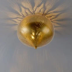 Oosterse plafondlamp goud met lichteffect - Zayn