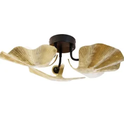 Oosterse plafondlamp messing met zwart 3-lichts - Louka