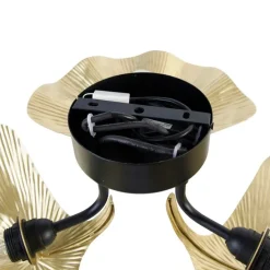 Oosterse plafondlamp messing met zwart 3-lichts - Louka