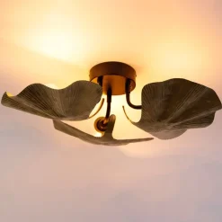 Oosterse plafondlamp messing met zwart 3-lichts - Louka