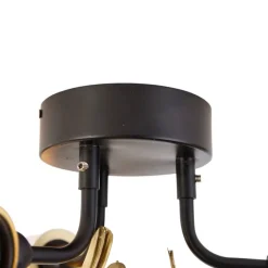 Oosterse plafondlamp messing met zwart 3-lichts - Louka