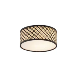 Oosterse plafondlamp rotan met zwart 30cm - Tremmo