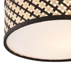 Oosterse plafondlamp rotan met zwart 30cm - Tremmo