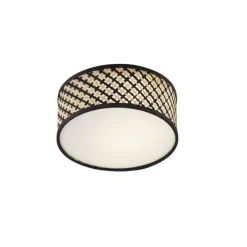 Oosterse plafondlamp rotan met zwart 30cm - Tremmo