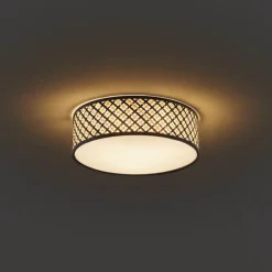 Oosterse plafondlamp rotan met zwart 40cm - Tremmo