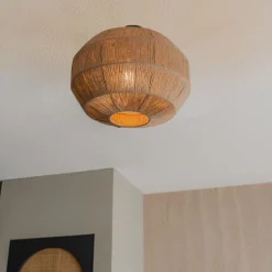 Oosterse plafondlamp zwart met touw - Riki