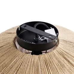 Oosterse plafondlamp zwart met touw - Riki