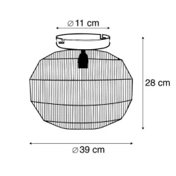 Oosterse plafondlamp zwart met touw - Riki