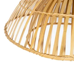 Oosterse plafondlamp zwart met naturel bamboe 62 cm - Pua