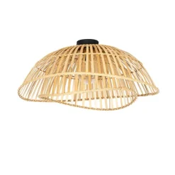 Oosterse plafondlamp zwart met naturel bamboe 62 cm - Pua
