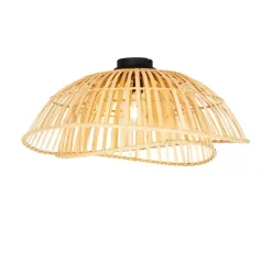 Oosterse plafondlamp zwart met naturel bamboe 62 cm - Pua