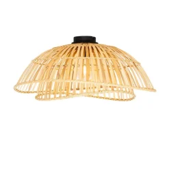 Oosterse plafondlamp zwart met naturel bamboe 62 cm - Pua