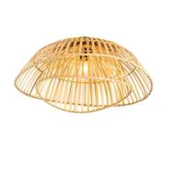 Oosterse plafondlamp zwart met naturel bamboe 62 cm - Pua