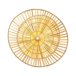 Oosterse plafondlamp zwart met naturel bamboe 62 cm - Pua