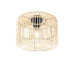 Oosterse plafondlamp zwart met rotan - Maud