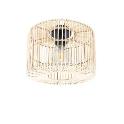 Oosterse plafondlamp zwart met rotan - Maud