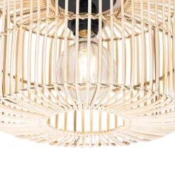 Oosterse plafondlamp zwart met rotan - Maud