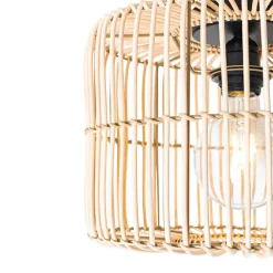 Oosterse plafondlamp zwart met rotan - Maud