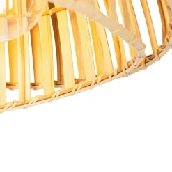 Oosterse plafondlamp zwart met naturel bamboe 30 cm - Pua