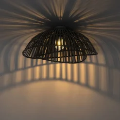 Oosterse plafondlamp zwart bamboe 62 cm - Pua