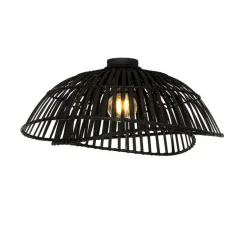 Oosterse plafondlamp zwart bamboe 62 cm - Pua