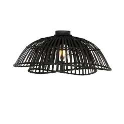 Oosterse plafondlamp zwart bamboe 62 cm - Pua