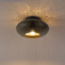 Oosterse plafondlamp zwart met goud 25 cm - Radiance