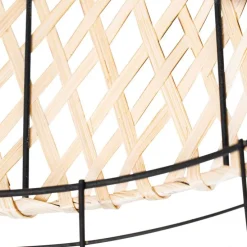 Oosterse plafondlamp zwart met bamboe - Irena