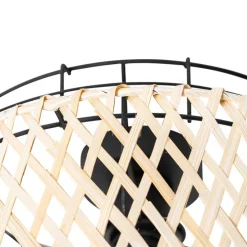 Oosterse plafondlamp zwart met bamboe - Irena