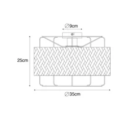 Oosterse plafondlamp zwart met bamboe - Irena