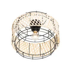 Oosterse plafondlamp zwart met bamboe - Irena