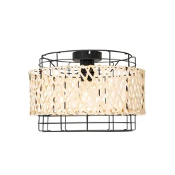 Oosterse plafondlamp zwart met bamboe - Irena