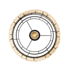 Oosterse plafondlamp zwart met bamboe - Irena