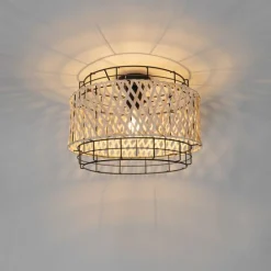 Oosterse plafondlamp zwart met bamboe - Irena