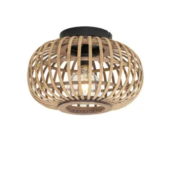 Oosterse plafondlamp zwart met bamboe - Amira
