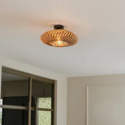 Oosterse plafondlamp zwart bamboe 40 cm - Ostrava